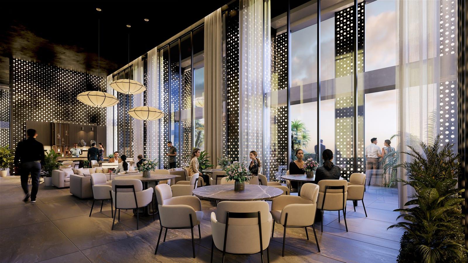 Lobby / lounge, ángulo alterno (render)