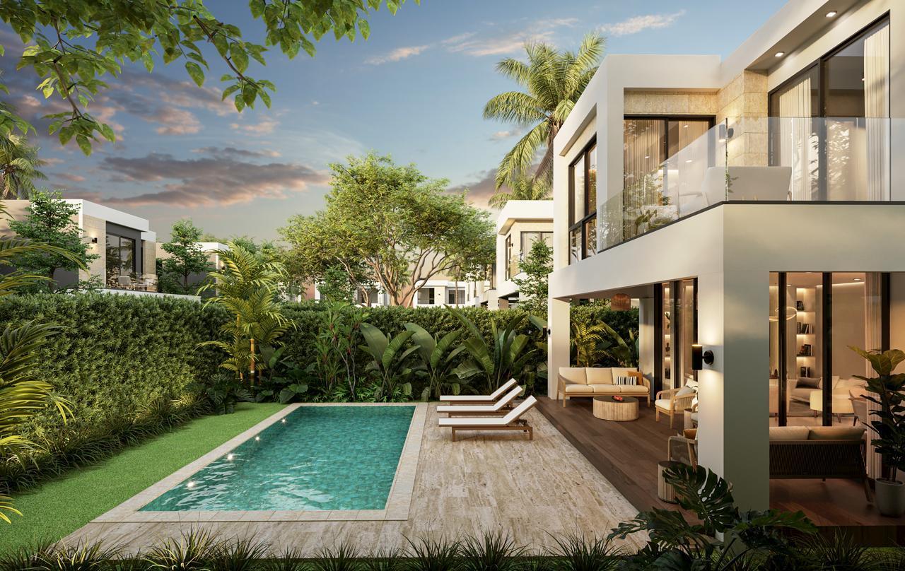 Villa — exterior y piscina (render)