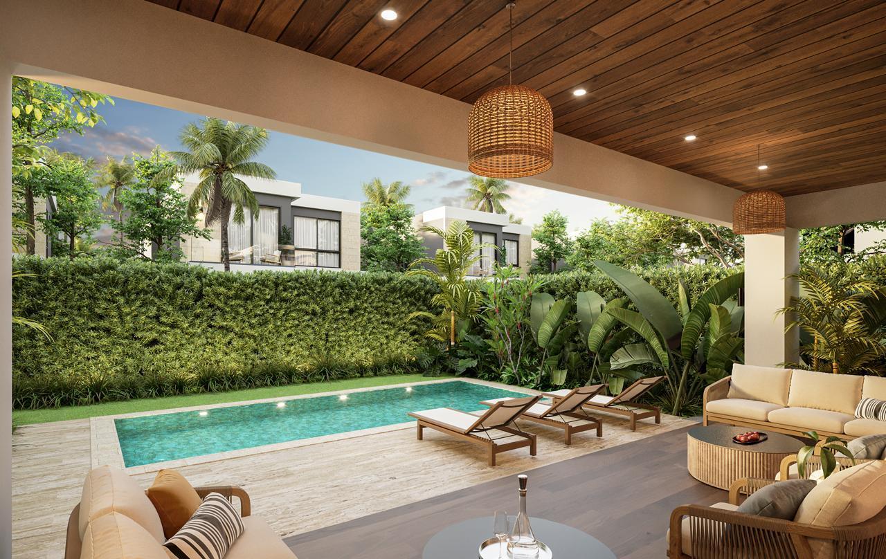 Terraza y piscina (render)