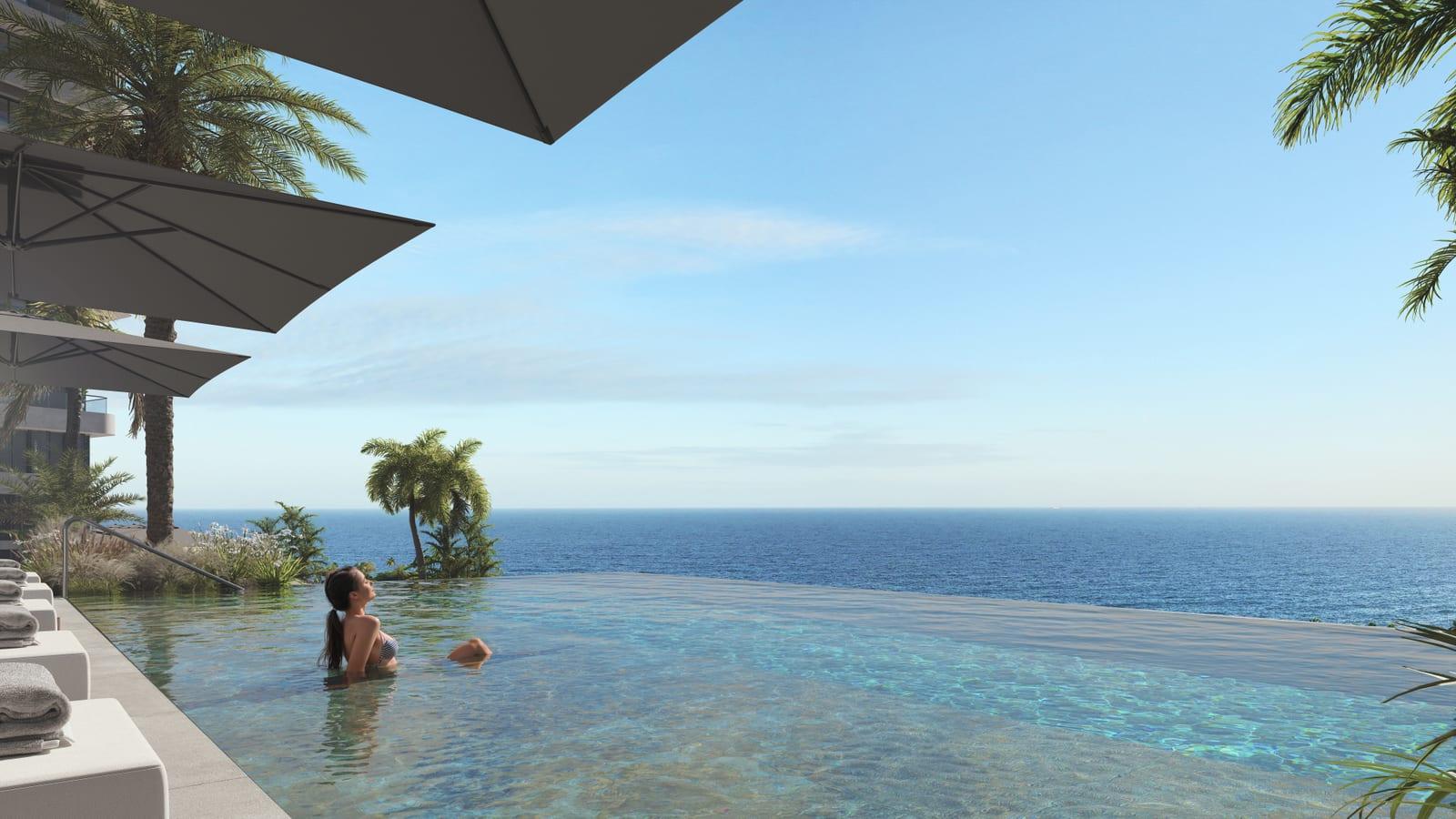 Piscina infinita frente al mar (render)