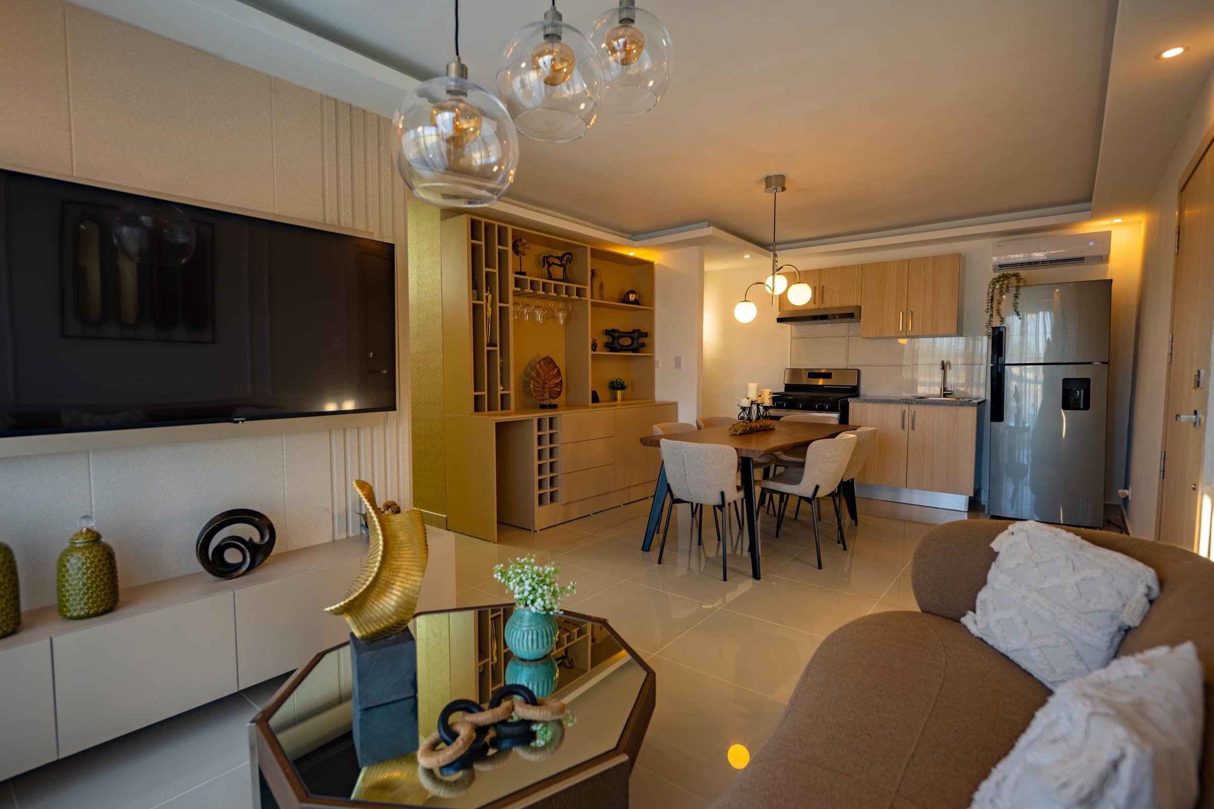 Sala y cocina — apartamento amueblado