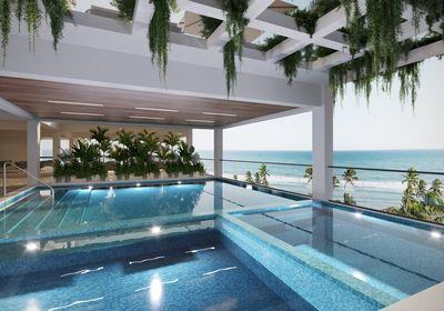 Piscina con vista al mar (render extraído del PDF)
