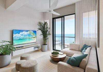 Sala con vista al mar (render extraído del PDF)